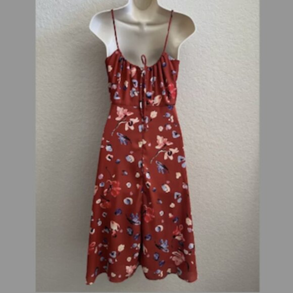 Anthropologie Hutch Fit & Flare Brown Floral Sleeveless Midi Dress Women Size  0 - Picture 2 of 4